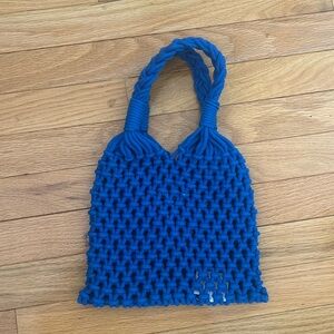 J Crew Cadiz hand-knotted rope tote in cobalt